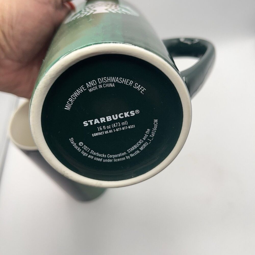 Starbucks Mugs 2021 Holiday Brush Strokes 16 oz Tall Ceramic Coffee Set of 2 - Picture 16 of 16